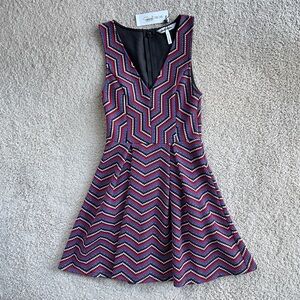 BCBGeneration Multicolor Chevron Texture A-Line Sleeveless Mini Dress Size 0 NEW